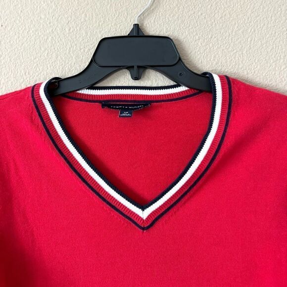 Tommy Hilfiger Ivy Preppy Academia V neck Sweater Top - Picture 2 of 9